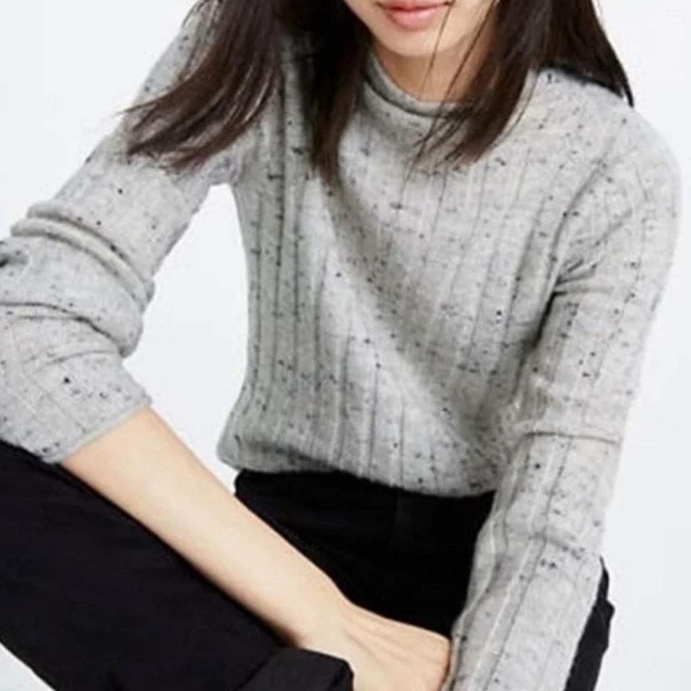 Paper Denim & Cloth Grey Wool Ribbed Knit Sweater